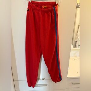 Aviator Nation 5 Stripe Sweatpants in Red, Size S
